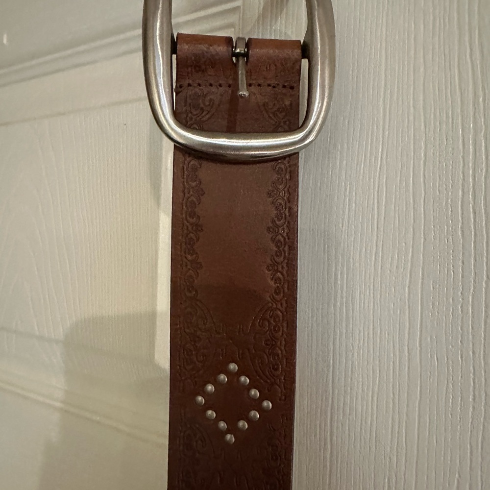 Aeropostle Brown Leather Belt with Silver Buckle